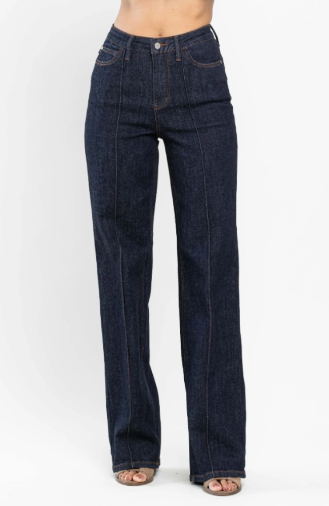 Seam & Dart Wide Leg Jeans