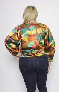 Ellie Satin Geo Print Blouse