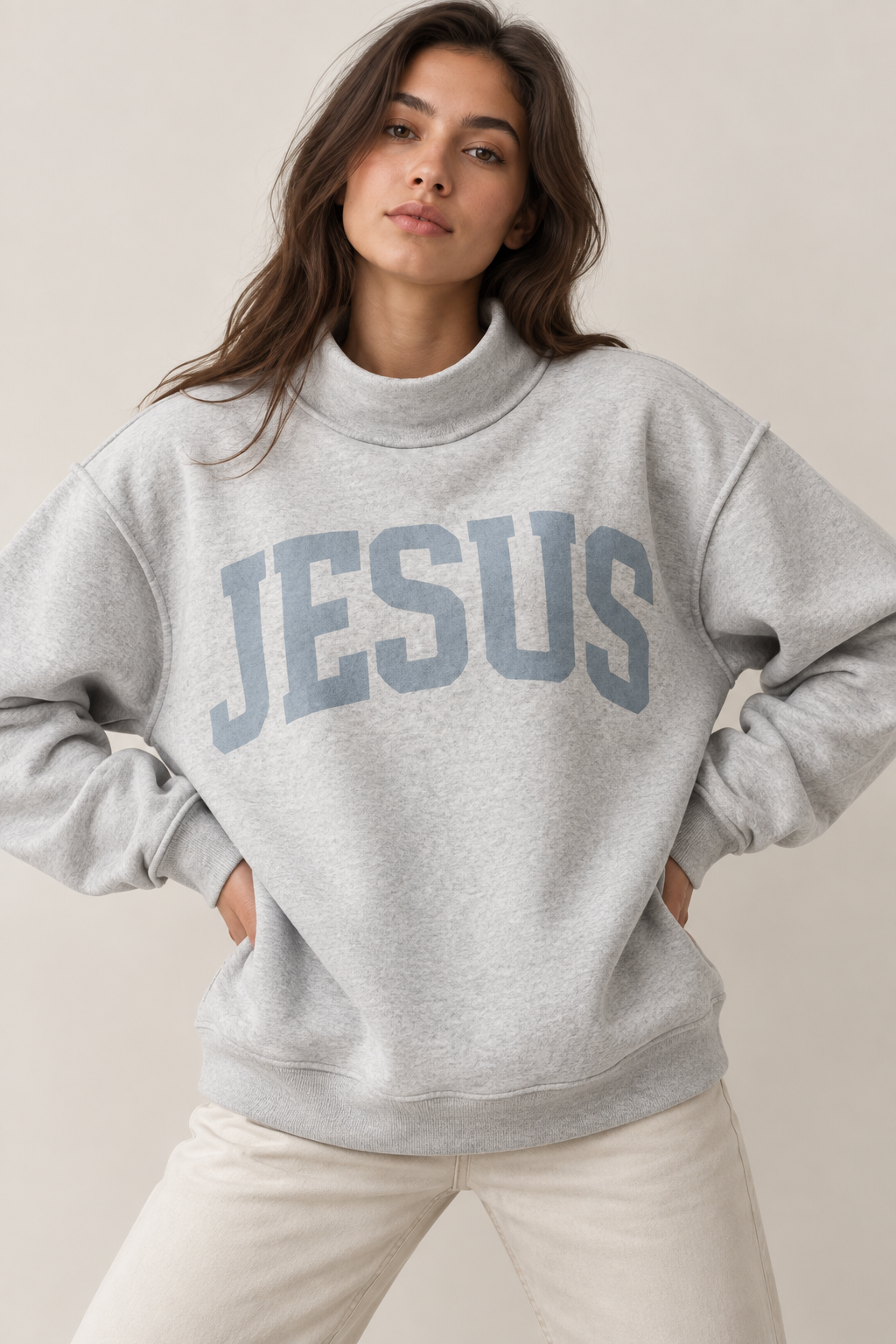 Jesus Reversible Mock Neck Sweatshirt