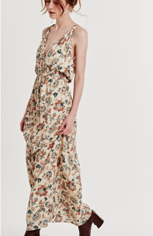 Sarah Wrap Dress in Neutral Bloom