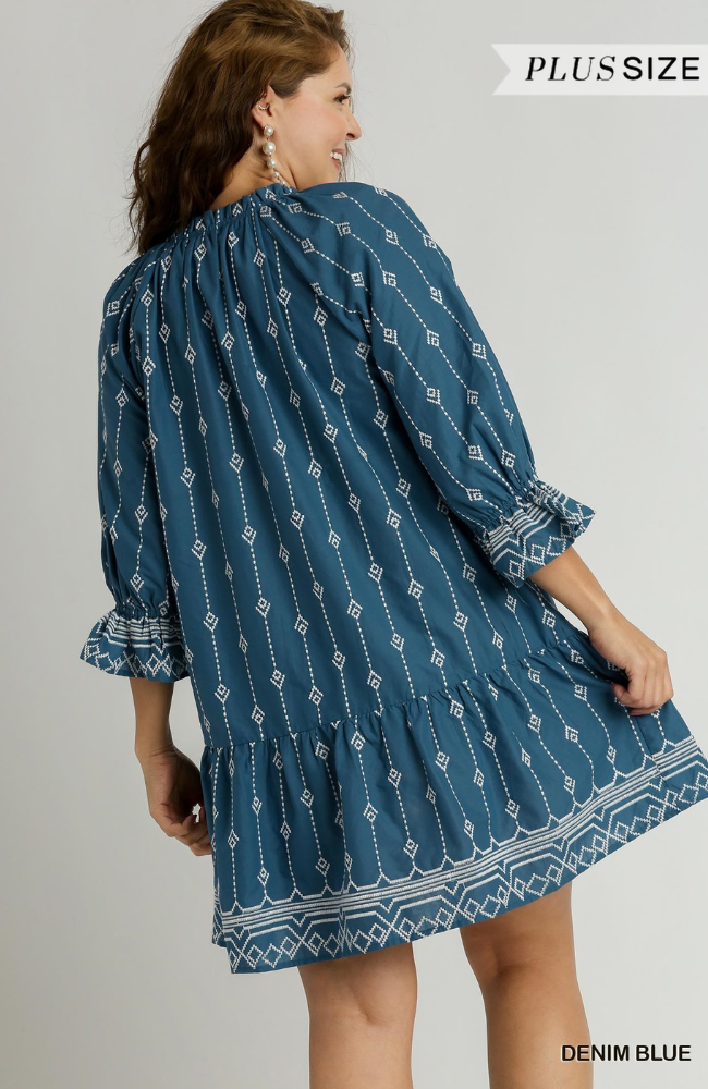 Dara Denim Embroidered Dress