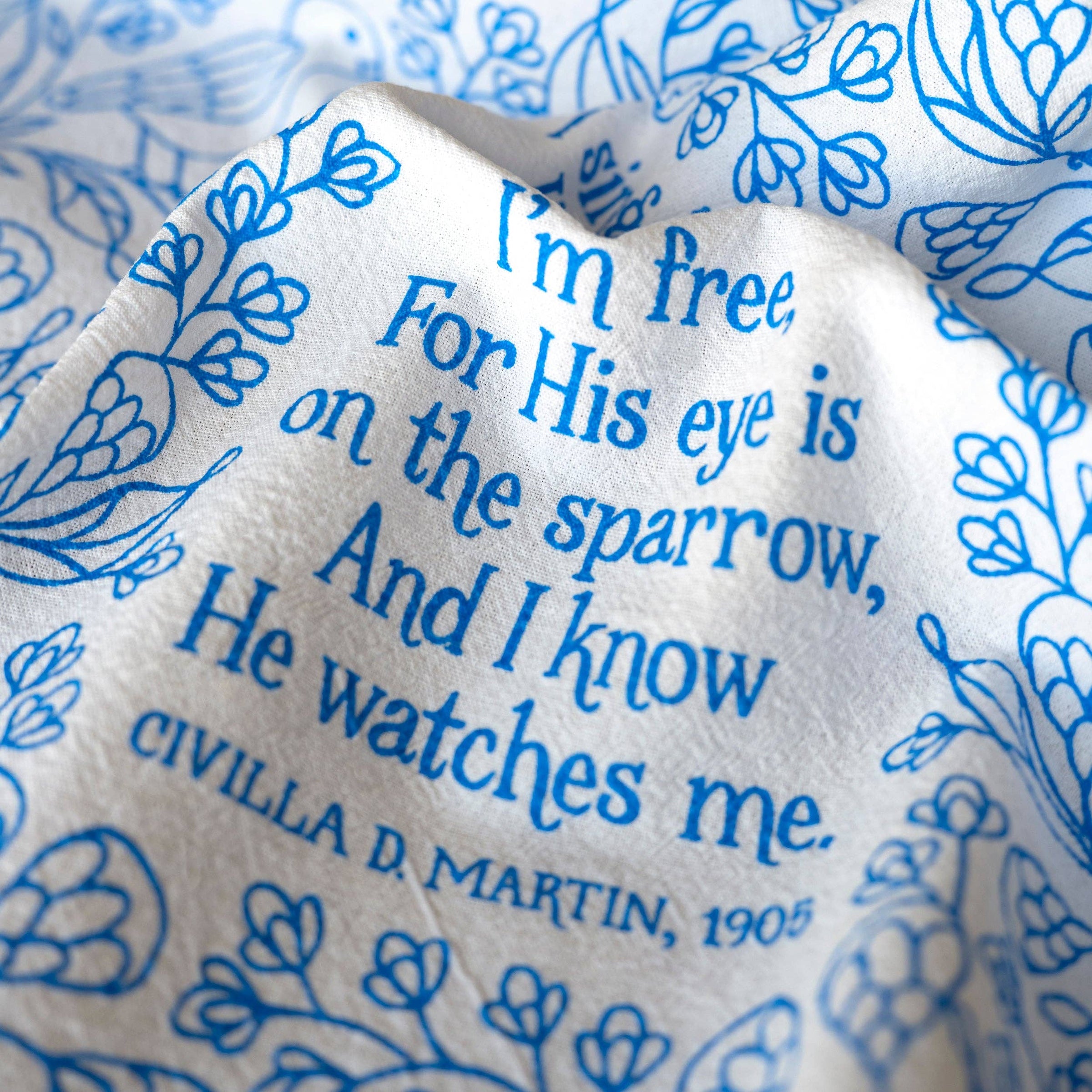 His Eye is on the Sparrow Gospel Song Tea Towel