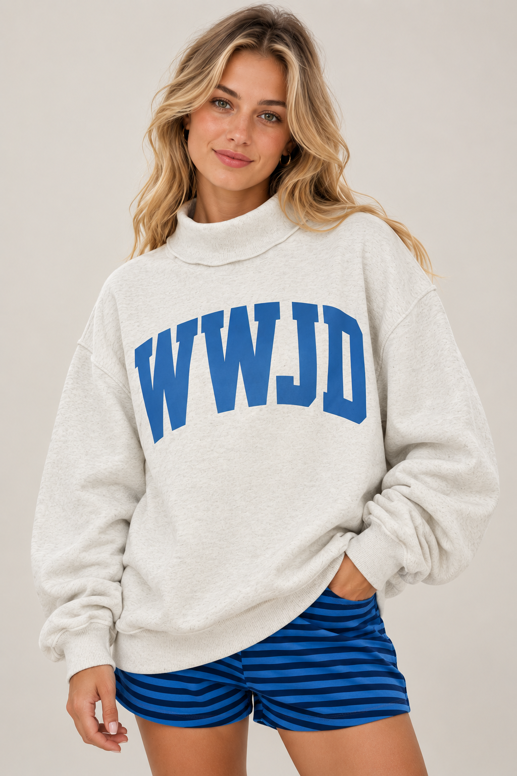 WWJD & AMEN Reversible Mock Neck Sweatshirt