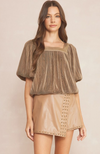 Marianne Mocha Pleated Top