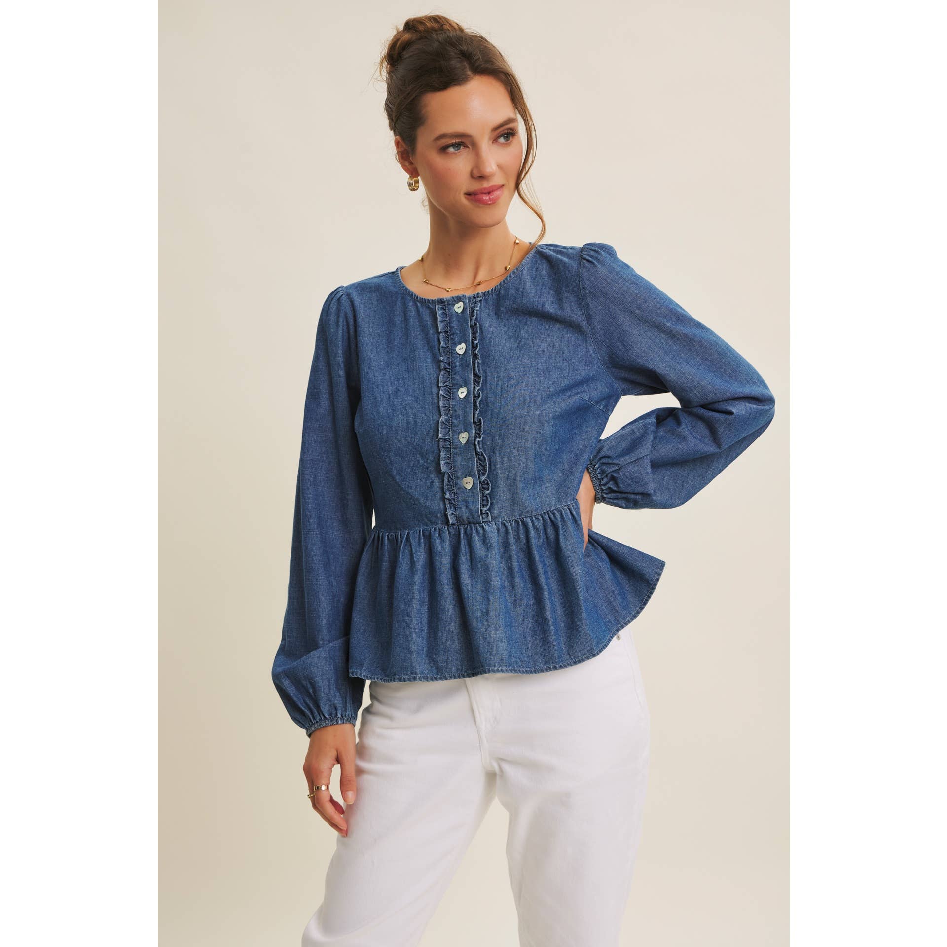 Amber Button Top