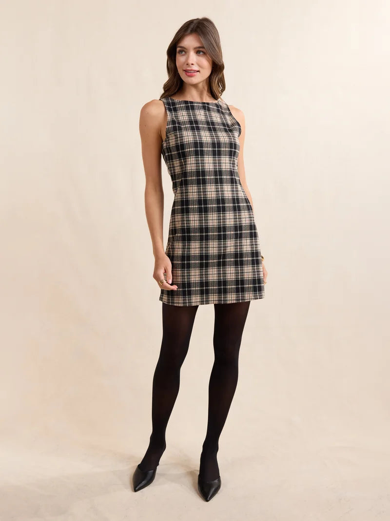 Stretch Plaid Mini Dress