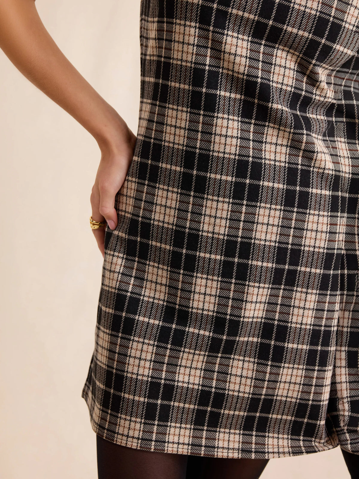 Stretch Plaid Mini Dress