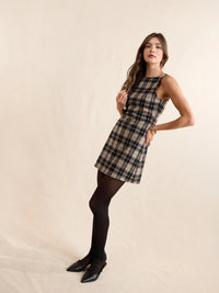 Stretch Plaid Mini Dress