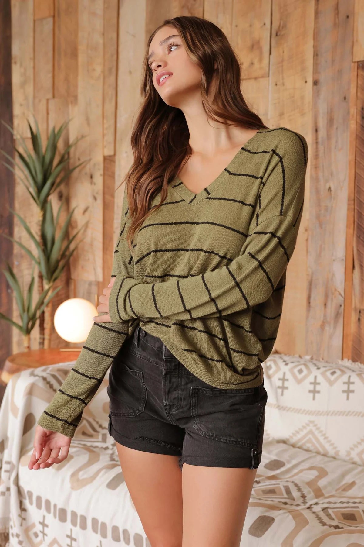 Faye Drop Neck Long Sleeve Top