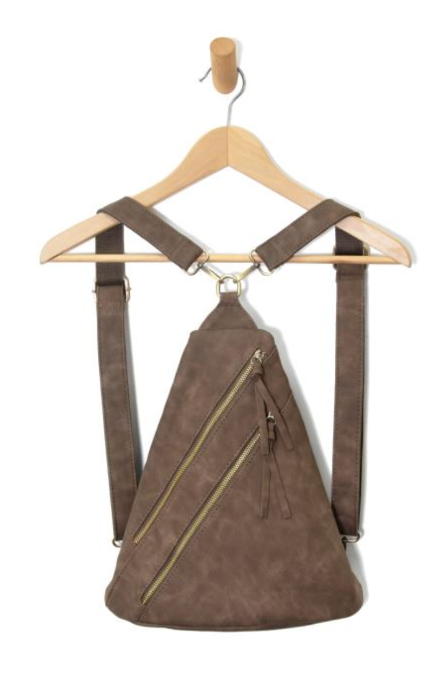 Peyton Double Zip Sling Backpack - Pecan