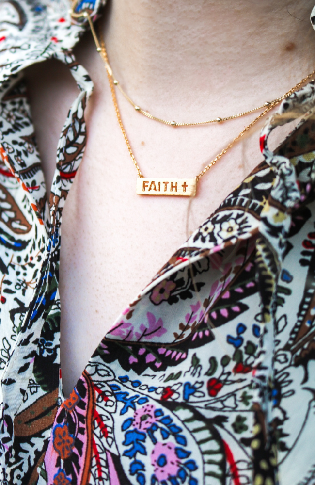 Faith & Cross Bar Necklace
