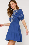 Miranda Blue Puff Sleeve Dress