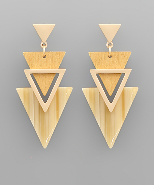 Wood & Acrylic Triangle Earrings