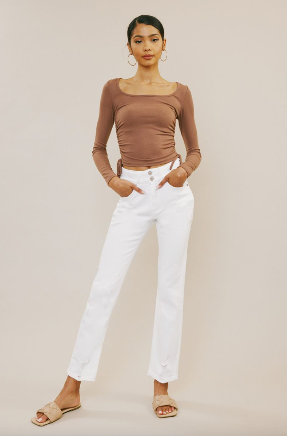 Elise White Slim Straight Jeans