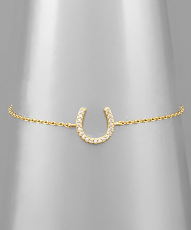 Gold CZ Horseshoe Bracelet