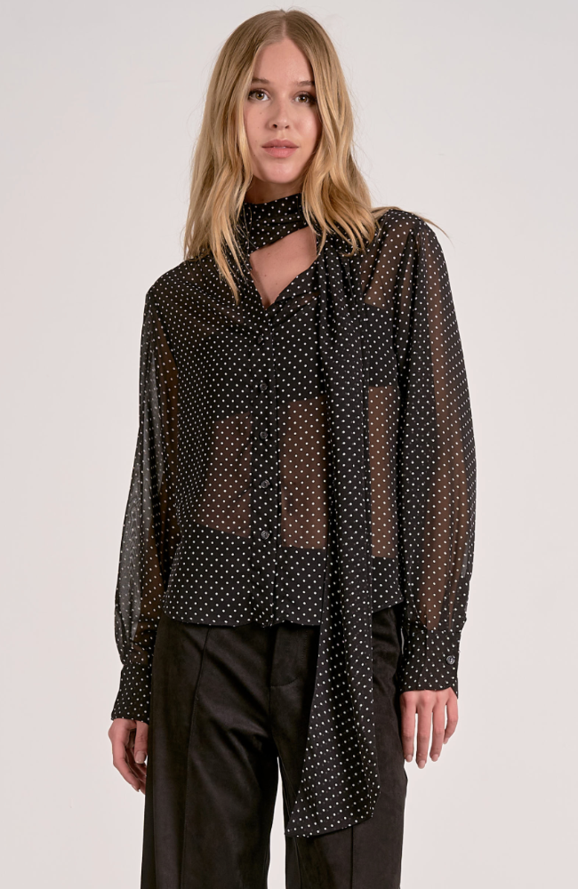 Thea Black Polka Dot Top