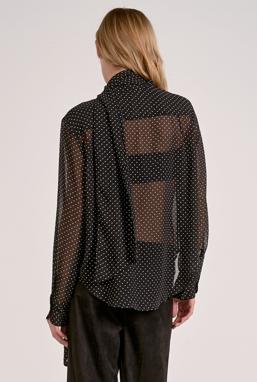 Thea Black Polka Dot Top