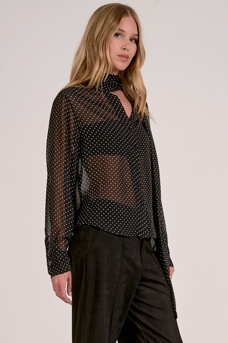 Thea Black Polka Dot Top
