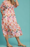 Zoe Pink Floral Midi Dress