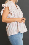 Emma Striped Flutter Sleeve Top