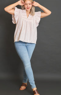 Emma Striped Flutter Sleeve Top