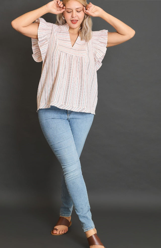 Emma Striped Flutter Sleeve Top