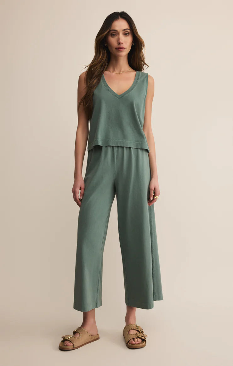 Sloan V-Neck Top- Hunter Green