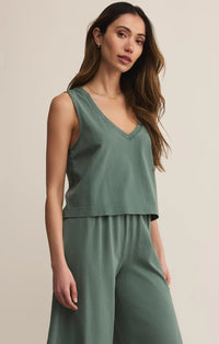 Sloan V-Neck Top- Hunter Green