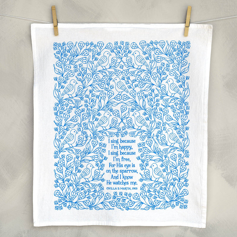 His Eye is on the Sparrow Gospel Song Tea Towel