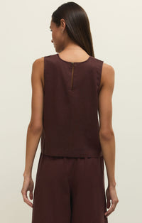 Sloane Linen Top Chocolate Cherry