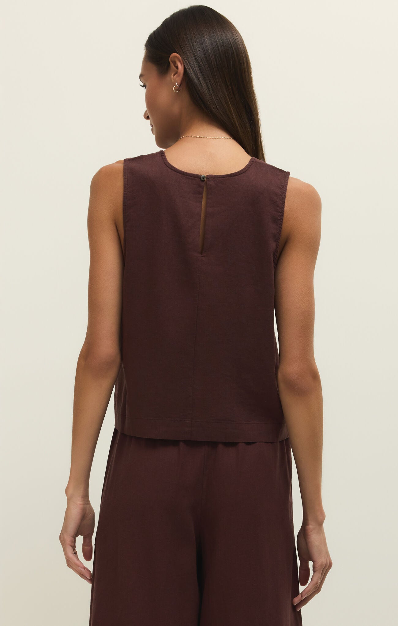 Sloane Linen Top Chocolate Cherry
