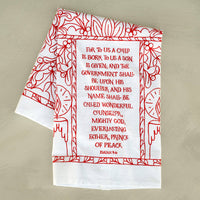 For to Us a Child Is Born Christmas Tea Towel