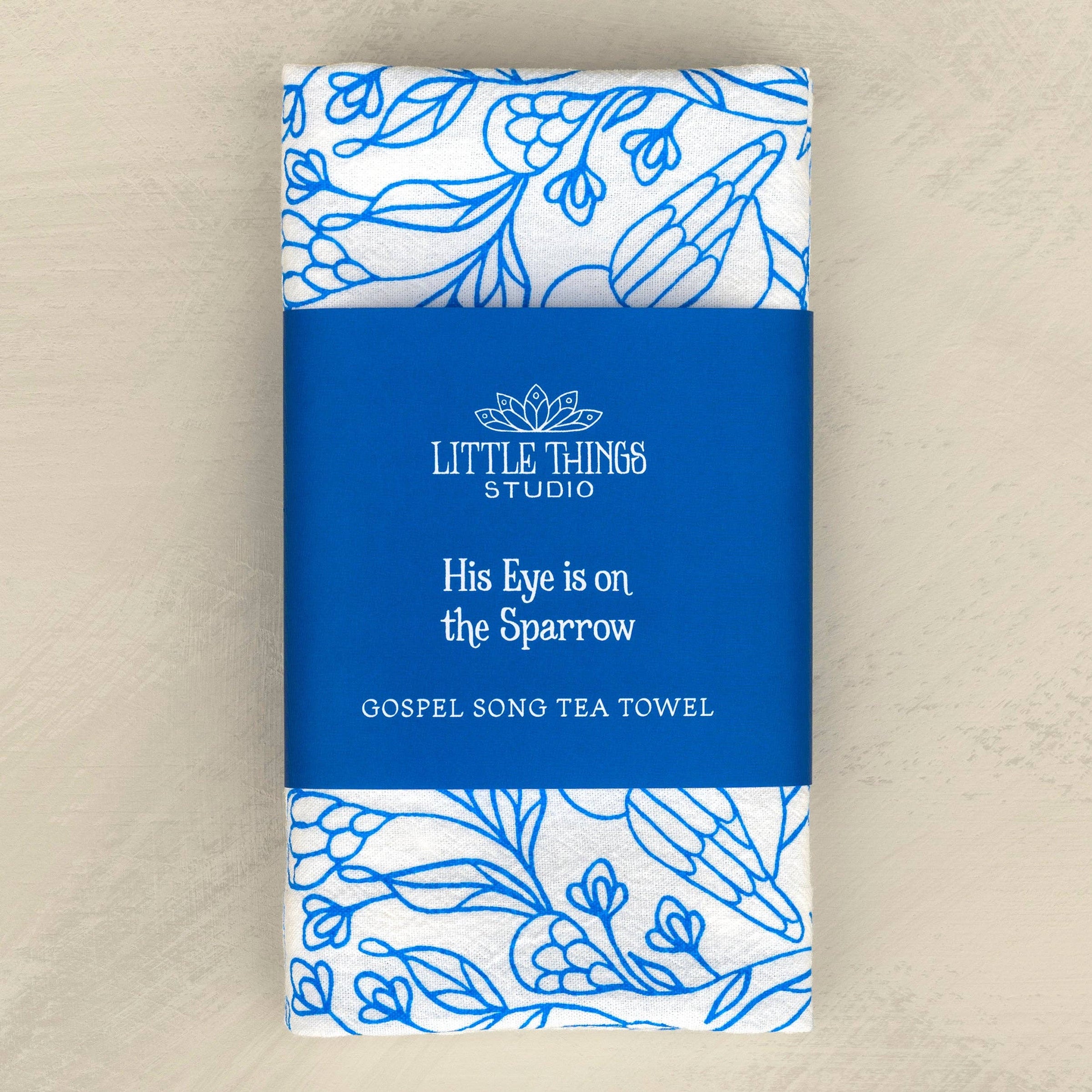His Eye is on the Sparrow Gospel Song Tea Towel