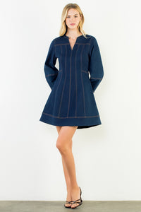 Eloise V-Neck Denim Dress
