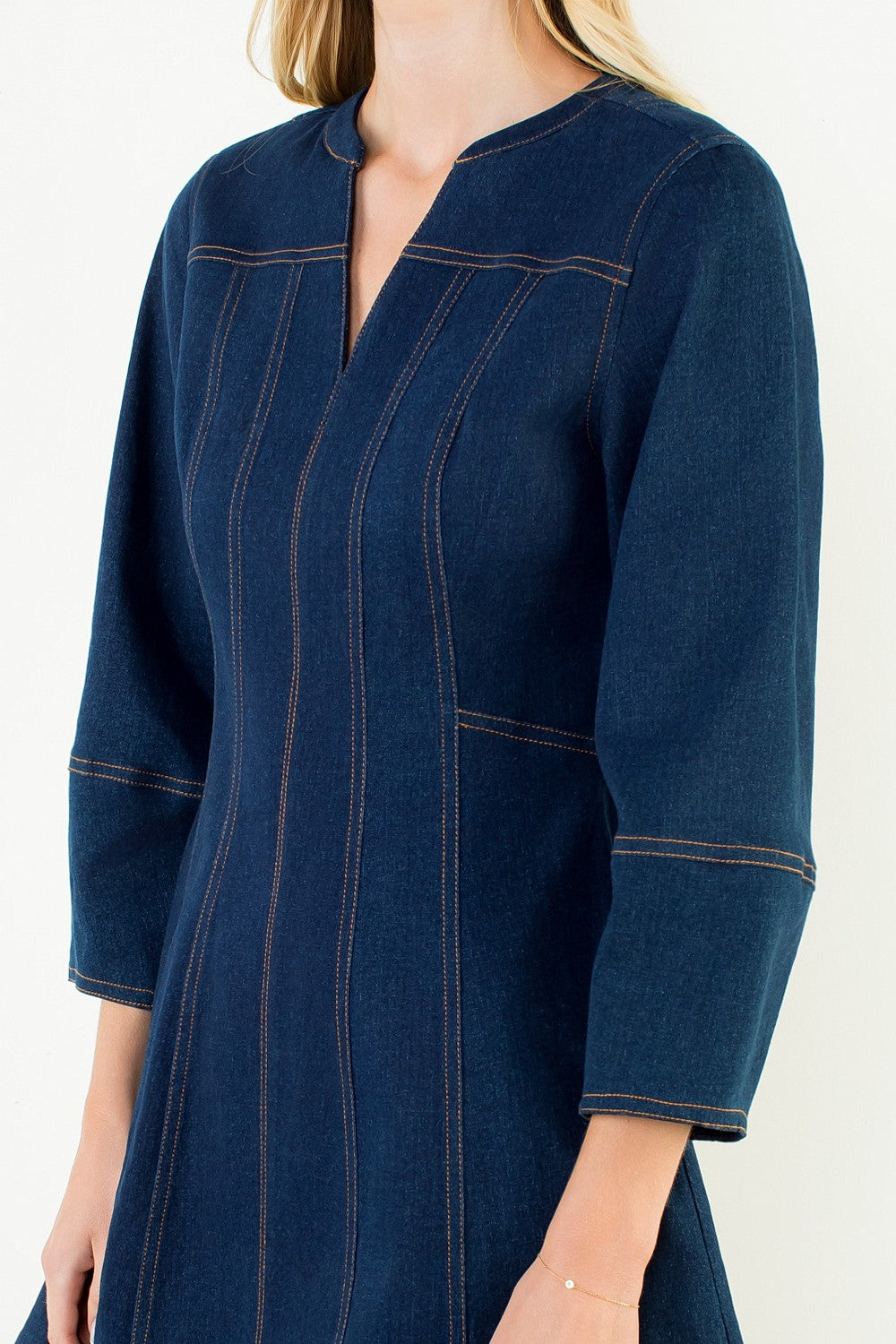Eloise V-Neck Denim Dress