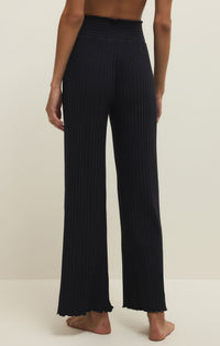 Dawn Smocked Rib Pant- Black Sand