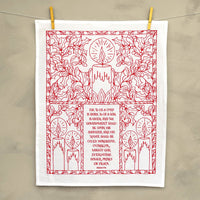 For to Us a Child Is Born Christmas Tea Towel