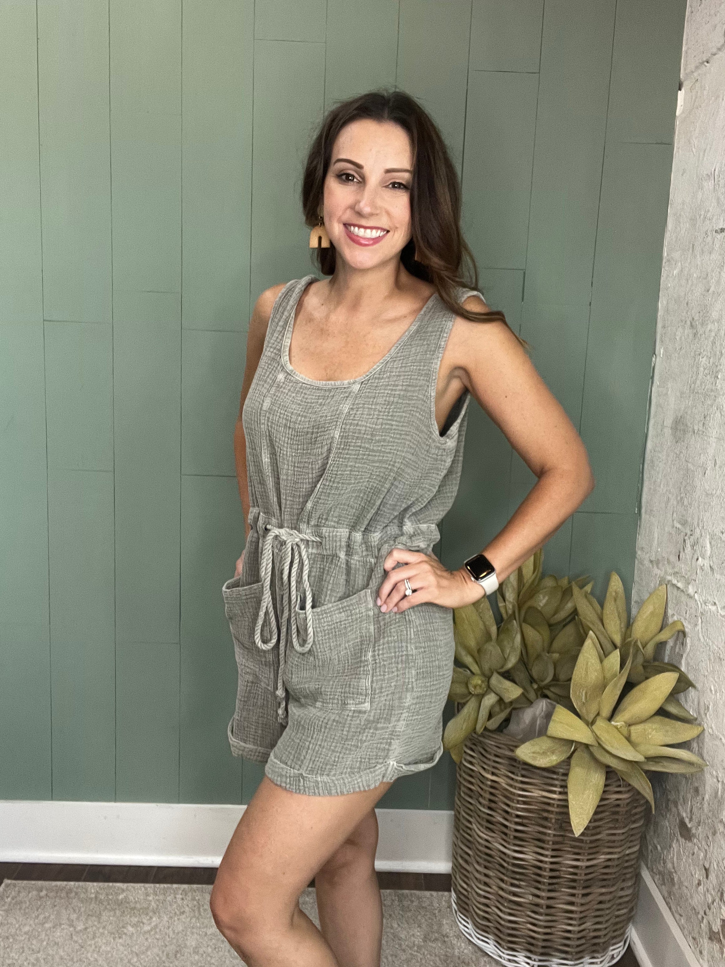 Olive Gauze Shortall