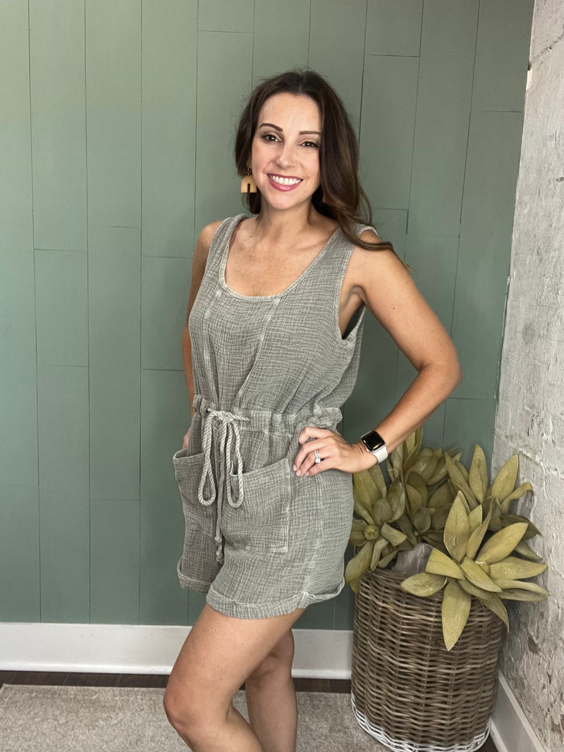 Olive Gauze Shortall