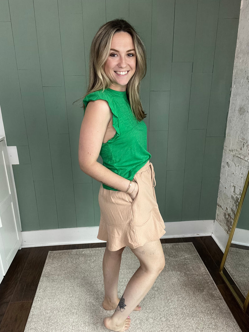 Khaki Flare Shorts