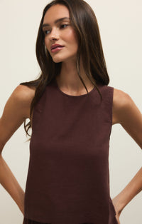 Sloane Linen Top Chocolate Cherry