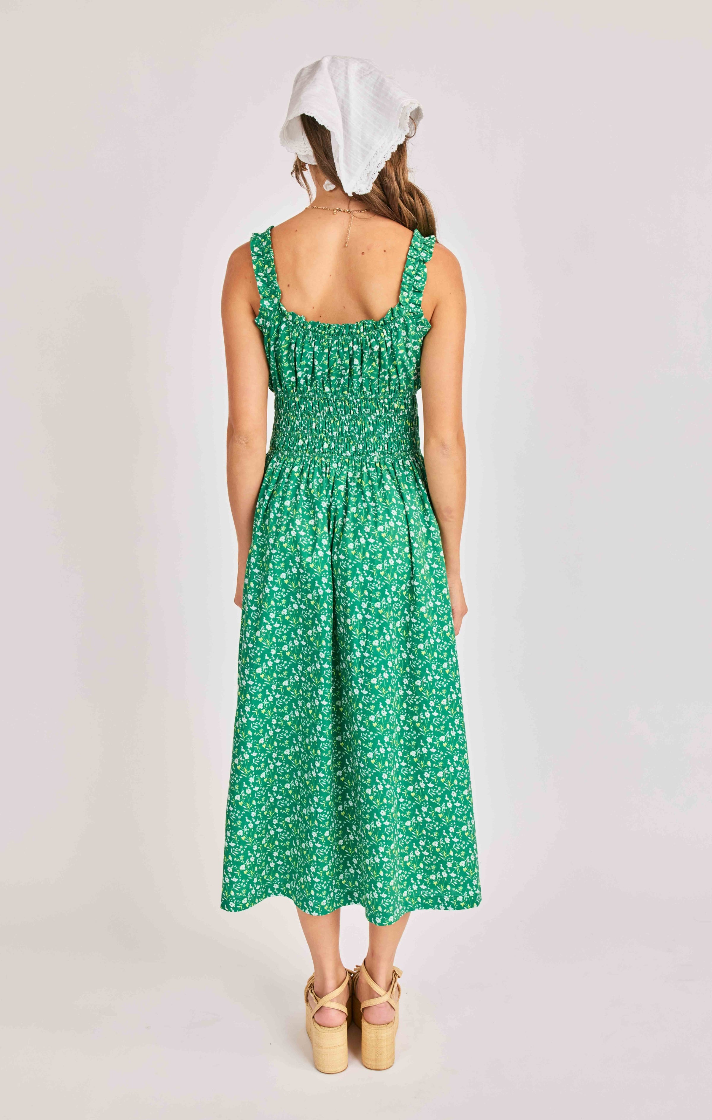 Sun Escape Shirred Waist Midi Dress