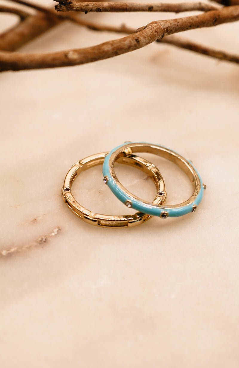 Blue Enamel Ring Set