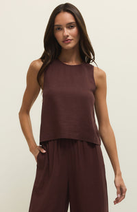 Sloane Linen Top Chocolate Cherry