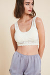 Lace Trimmed Scoop Neck V Back Bralette