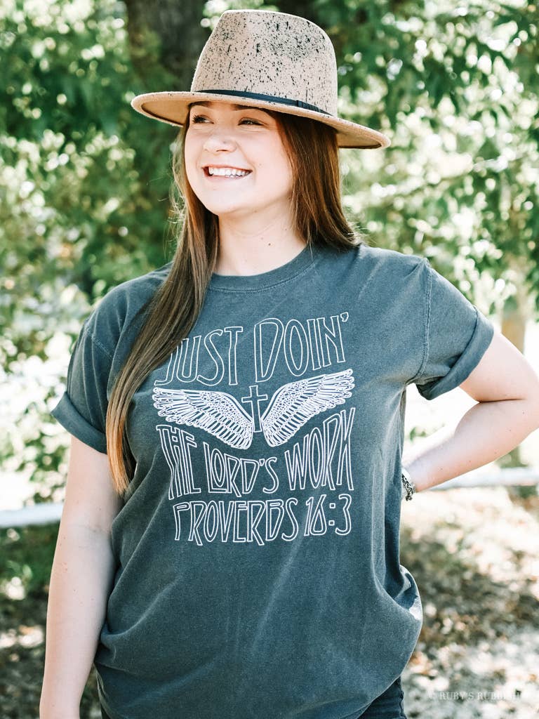 Just Doin the Lord's Work | Scripture Tee | Ruby's Rubbish