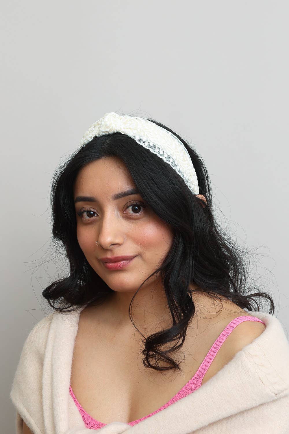 Embroidered Floral Vine Knot Headband