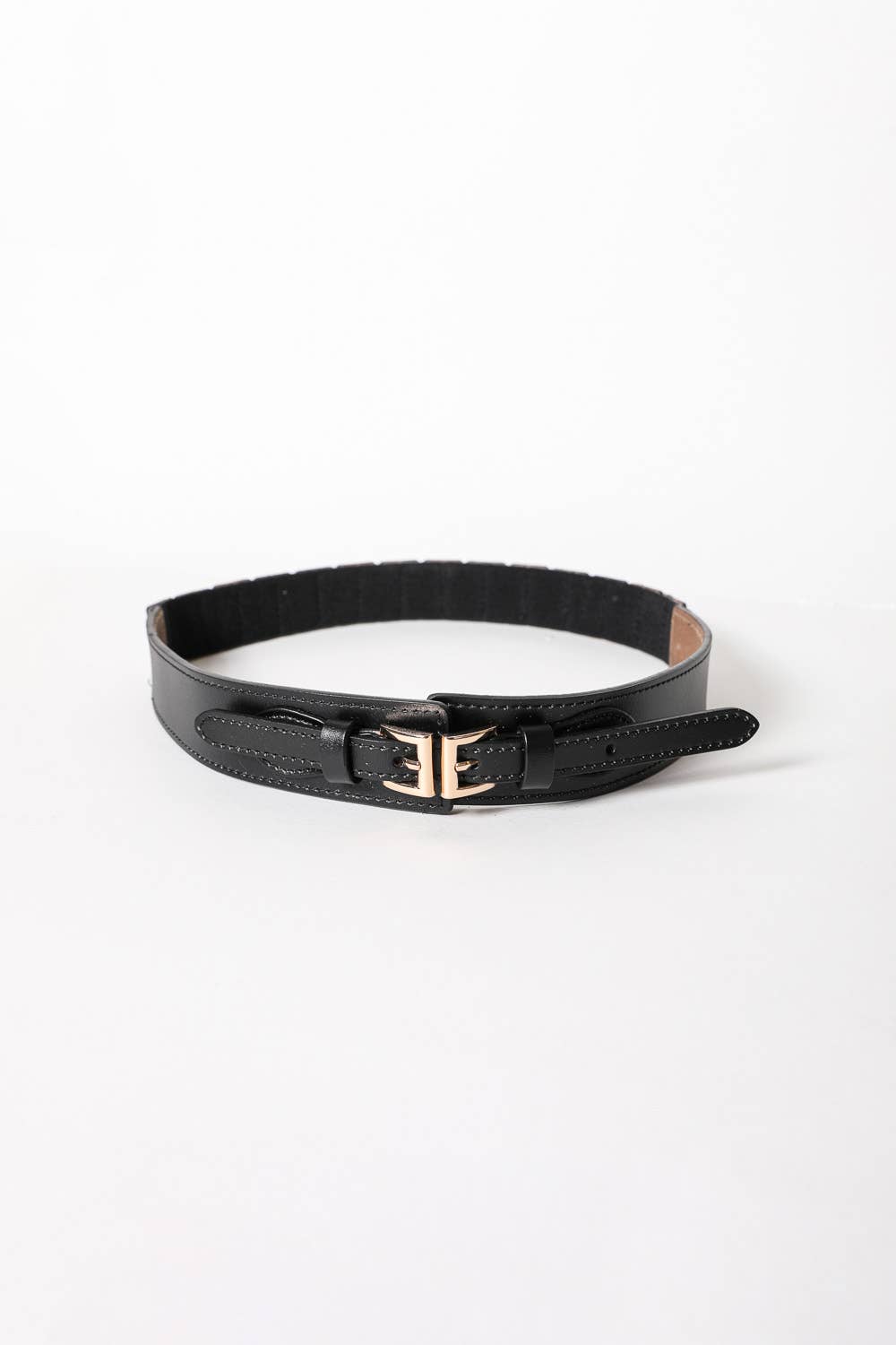 Leather Double Buckle Waistband Belt