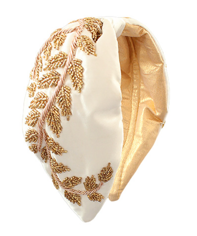 Beaded Leaf Branch Headband