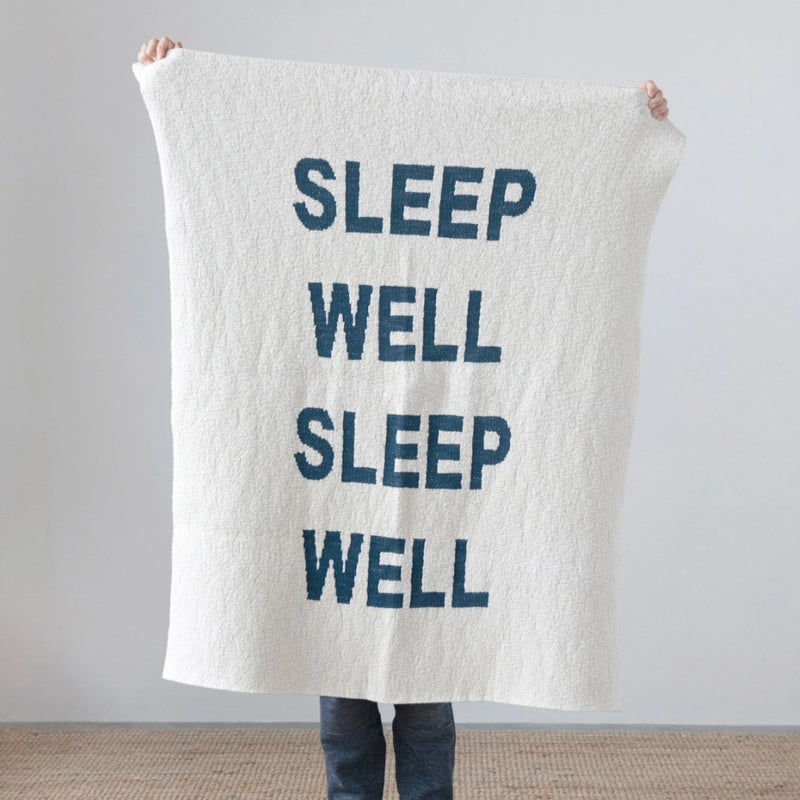 Cotton Knit Baby Blanket "Sleep Well"